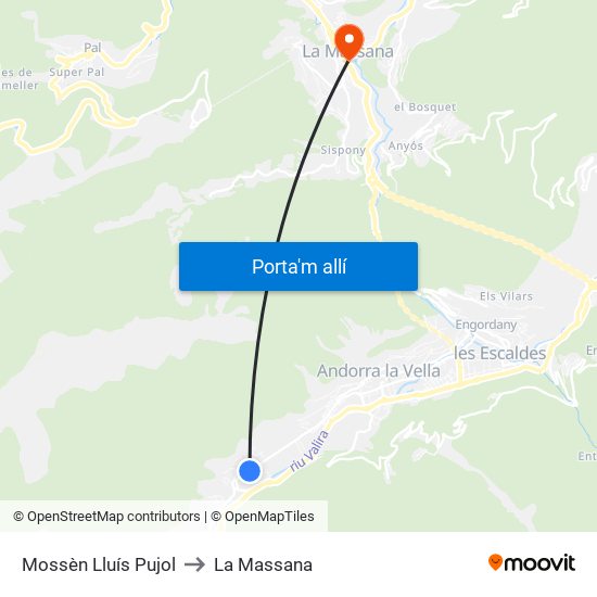 Mossèn Lluís Pujol to La Massana map