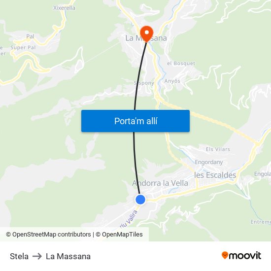 Stela to La Massana map