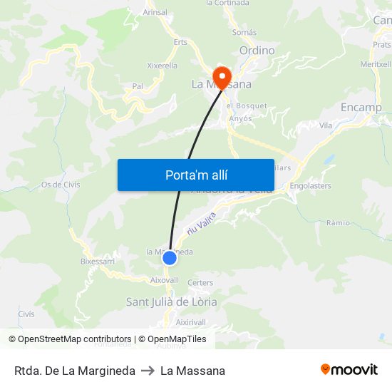 Rtda. De La Margineda to La Massana map