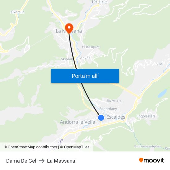 Dama De Gel to La Massana map