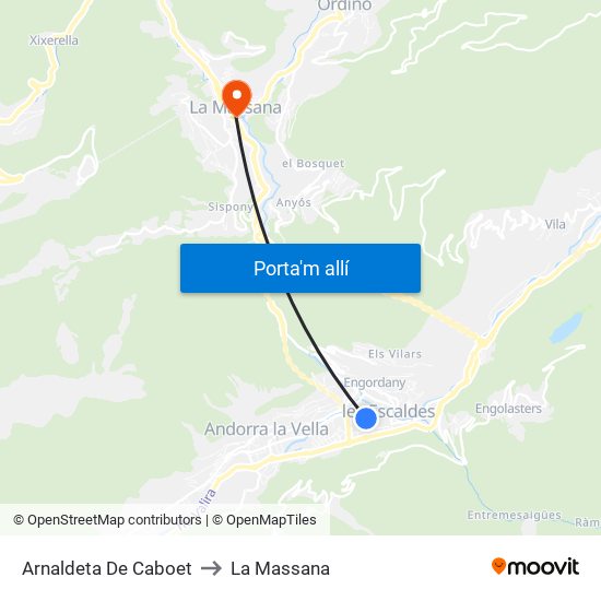 Arnaldeta De Caboet to La Massana map