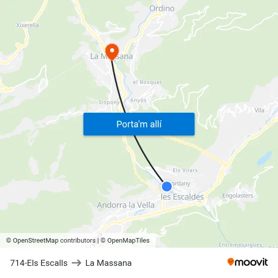 714-Els Escalls to La Massana map