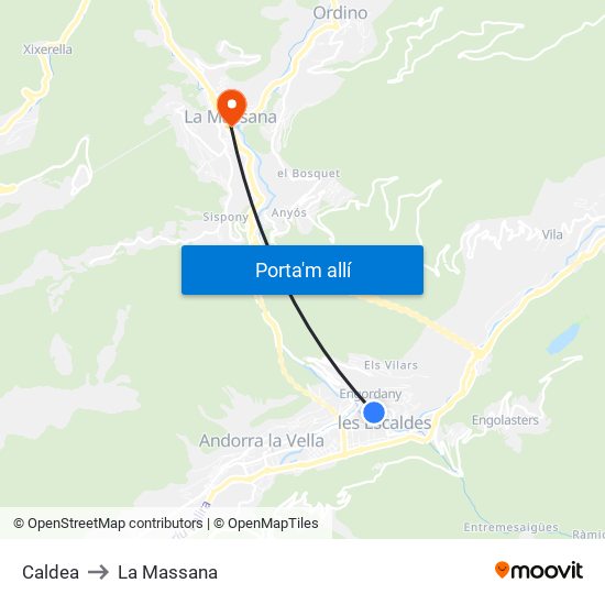 Caldea to La Massana map