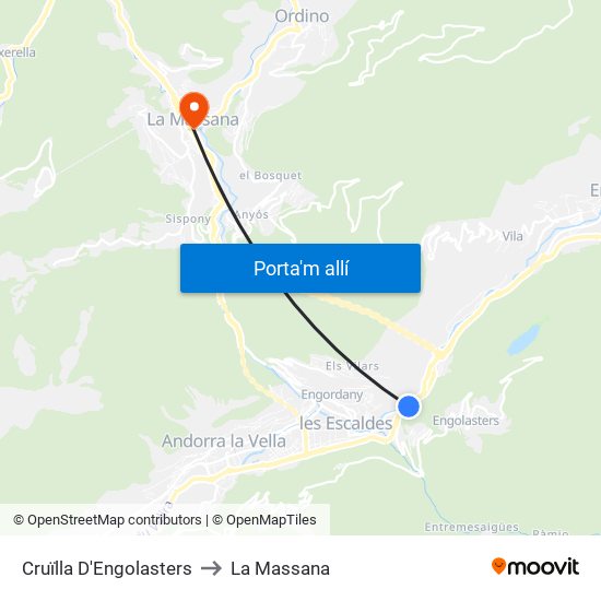 Cruïlla D'Engolasters to La Massana map