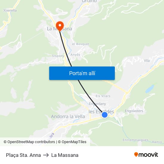 Plaça Sta. Anna to La Massana map