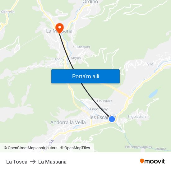 La Tosca to La Massana map
