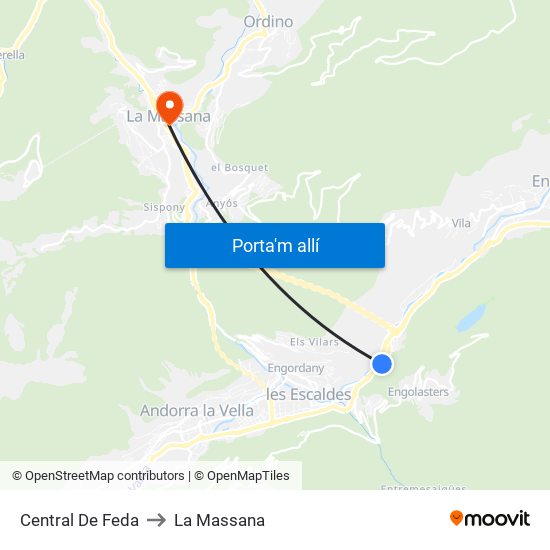 Central De Feda to La Massana map