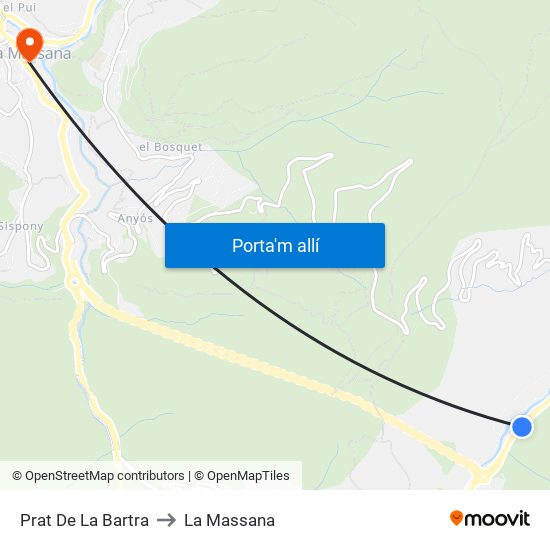 Prat De La Bartra to La Massana map