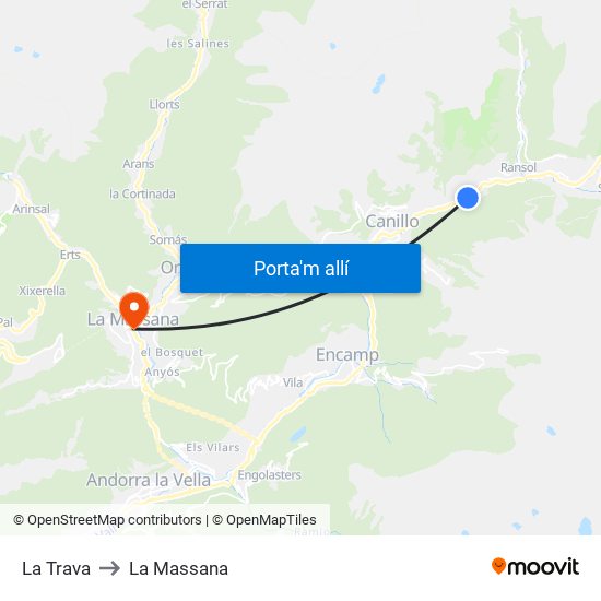 La Trava to La Massana map