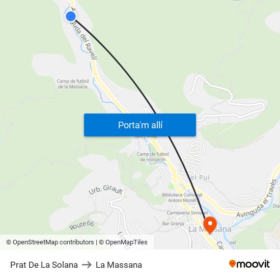 Prat De La Solana to La Massana map