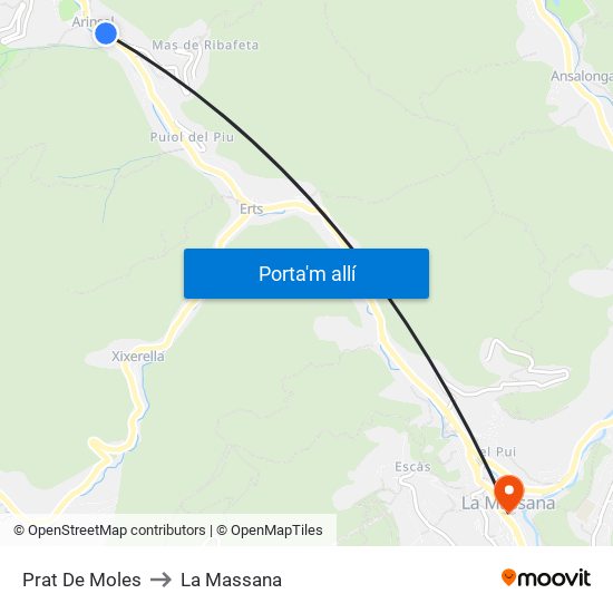 Prat De Moles to La Massana map