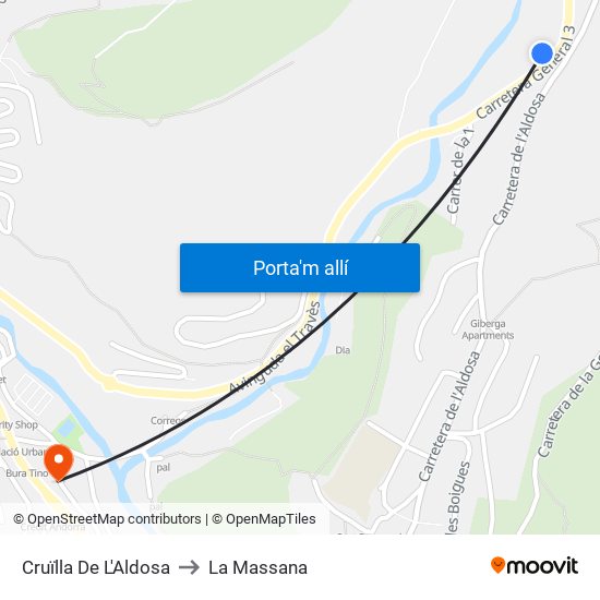 Cruïlla De L'Aldosa to La Massana map