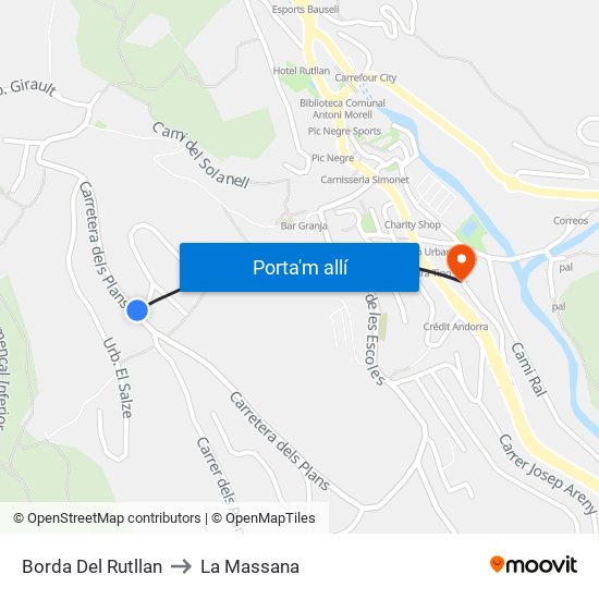 Borda Del Rutllan to La Massana map