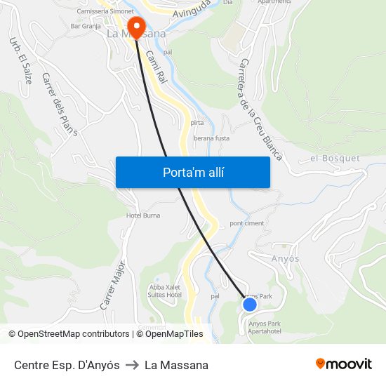 Centre Esp. D'Anyós to La Massana map