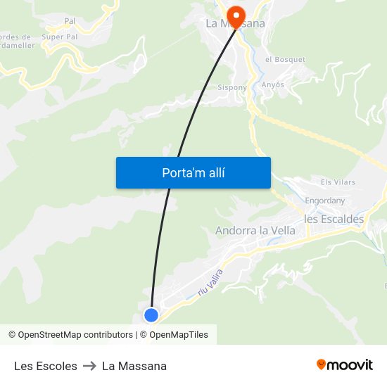 Les Escoles to La Massana map