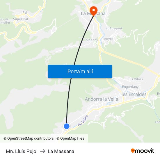 Mn. Lluís Pujol to La Massana map
