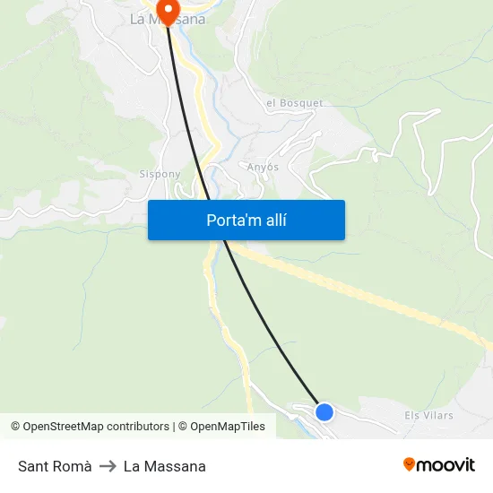 Sant Romà to La Massana map