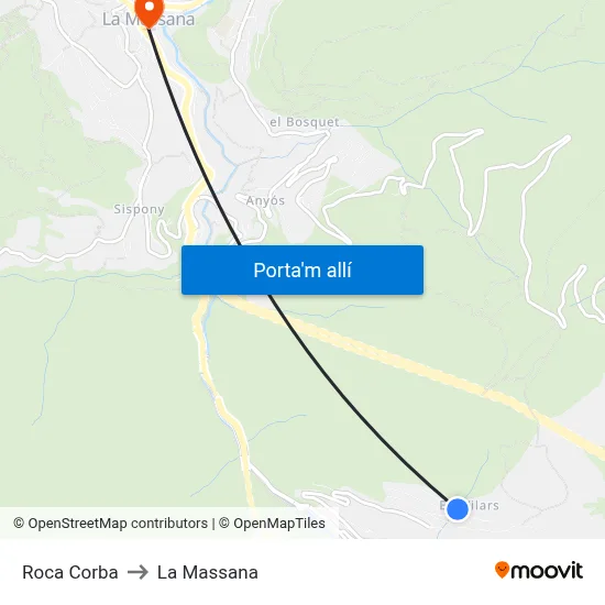 Roca Corba to La Massana map