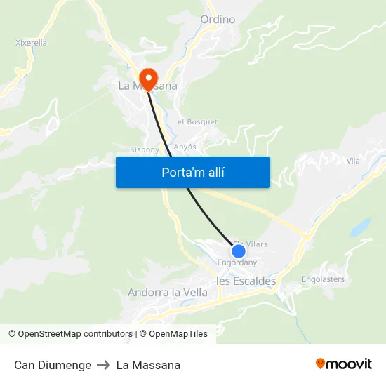 Can Diumenge to La Massana map