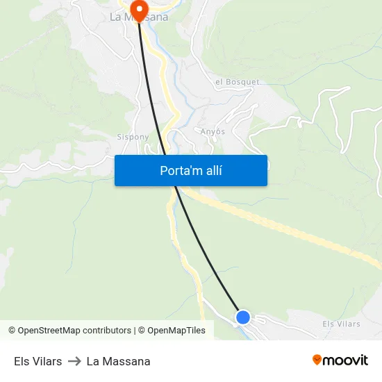 Els Vilars to La Massana map