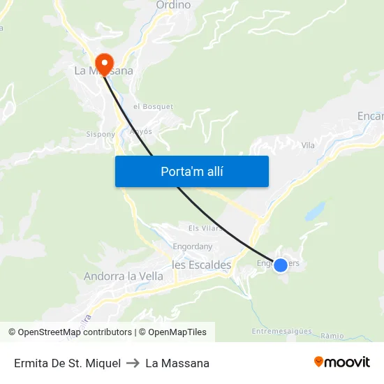 Ermita De St. Miquel to La Massana map