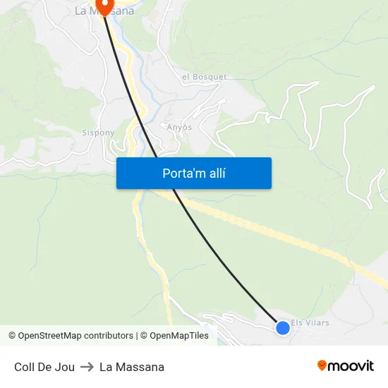 Coll De Jou to La Massana map