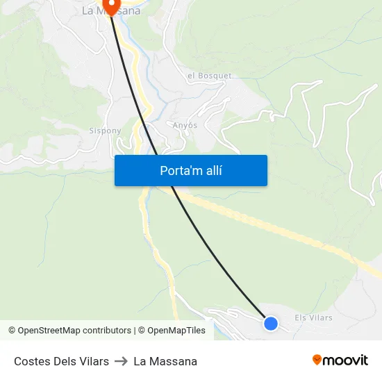 Costes Dels Vilars to La Massana map