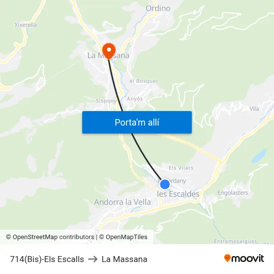 714(Bis)-Els Escalls to La Massana map