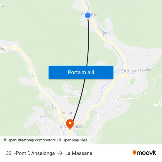 331-Pont D'Ansalonga to La Massana map