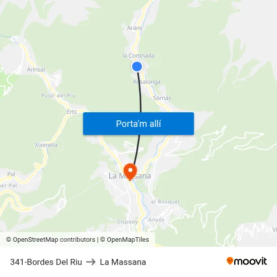 341-Bordes Del Riu to La Massana map