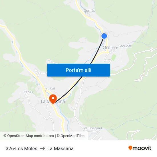 326-Les Moles to La Massana map