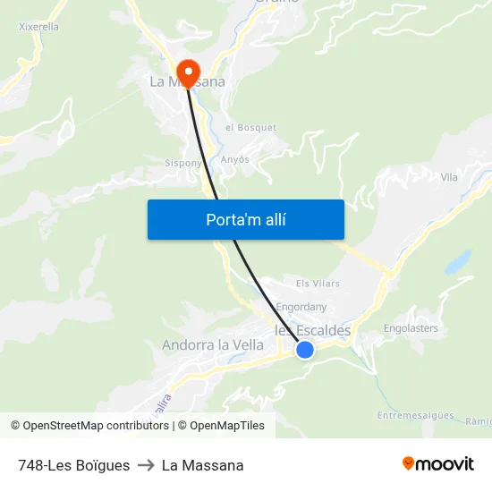 748-Les Boïgues to La Massana map