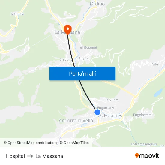 Hospital to La Massana map