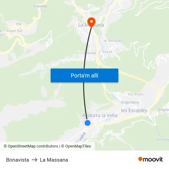 Bonavista to La Massana map