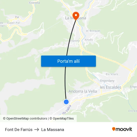 Font De Farrús to La Massana map
