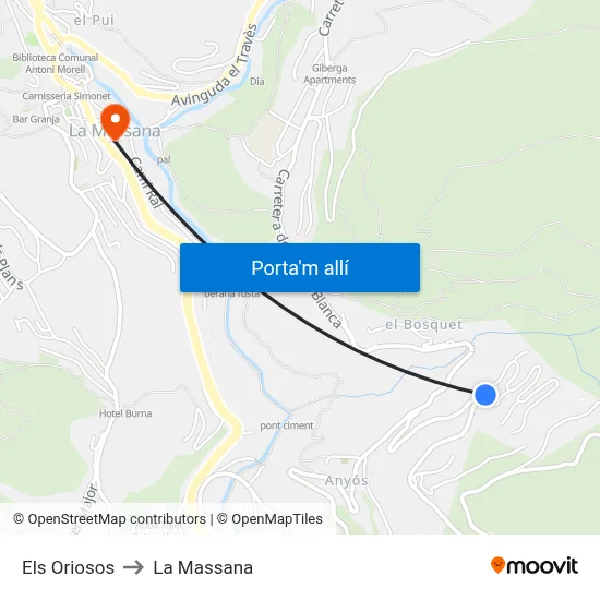 Els Oriosos to La Massana map