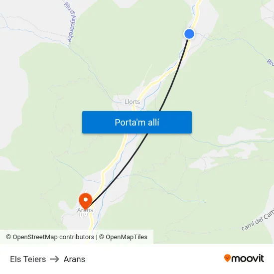 Els Teiers to Arans map