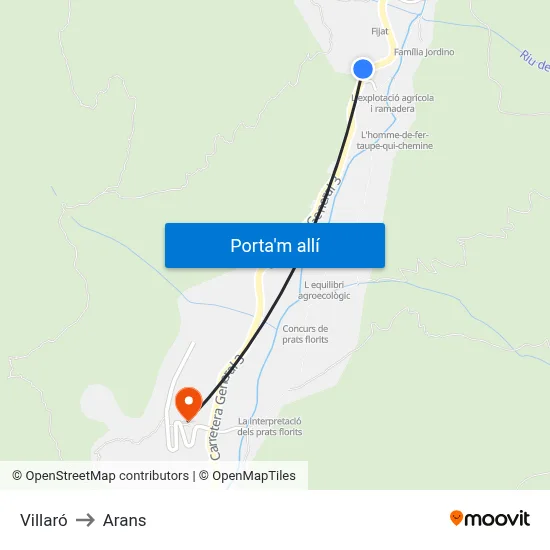Villaró to Arans map