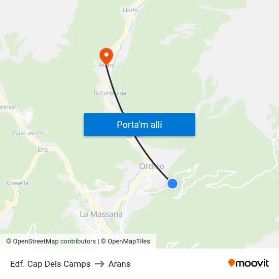 Edf. Cap Dels Camps to Arans map