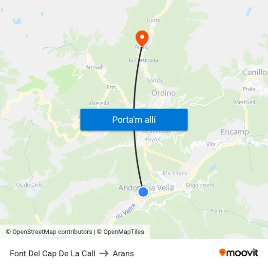 Font Del Cap De La Call to Arans map