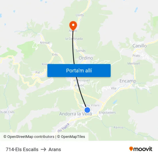 714-Els Escalls to Arans map