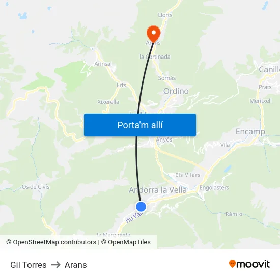 Gil Torres to Arans map