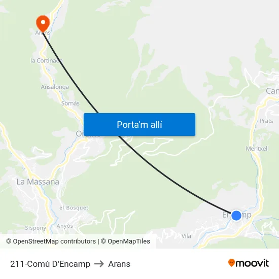 211-Comú D'Encamp to Arans map