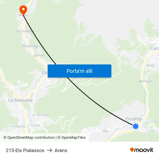 215-Els Pialassos to Arans map