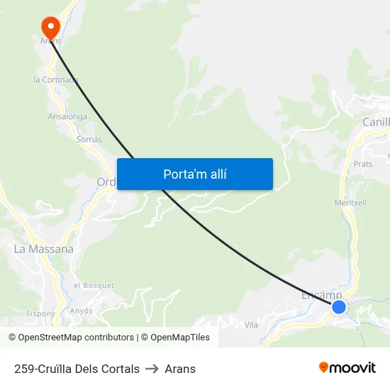 259-Cruïlla Dels Cortals to Arans map