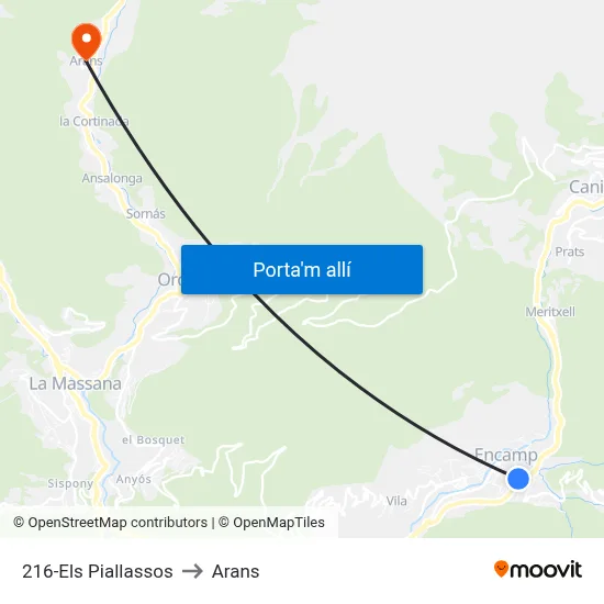 216-Els Piallassos to Arans map