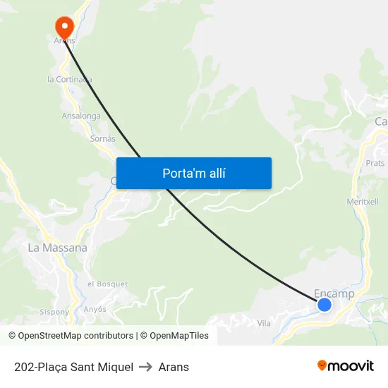 202-Plaça Sant Miquel to Arans map