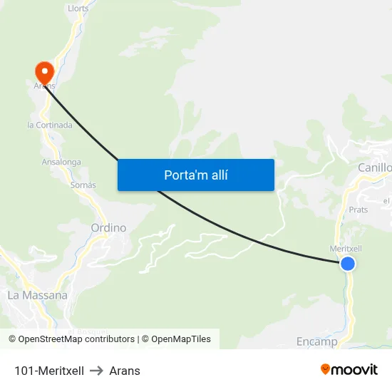 101-Meritxell to Arans map