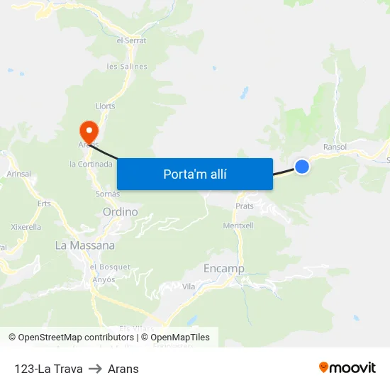 123-La Trava to Arans map