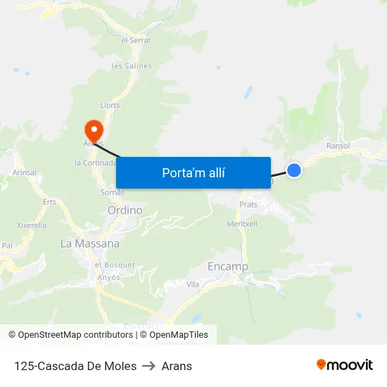 125-Cascada De Moles to Arans map